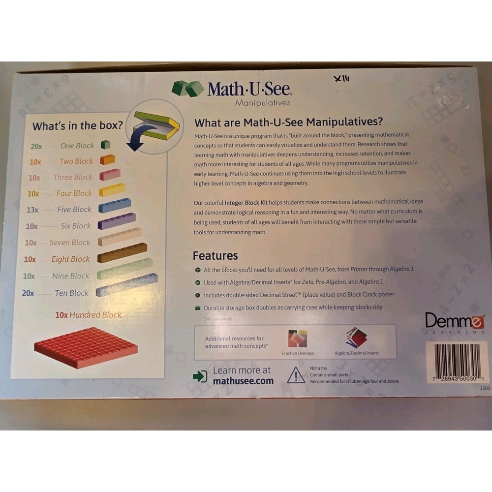 Math-U-See Manipulatives Integer Block Kit Complete Set - Picture 3 of 3